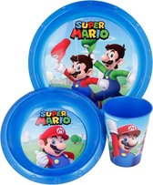 Mario Bros servies - blauw - Super Mario Brothers kinderservies - 3 delig