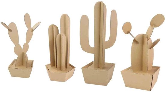 Cactus - Maquette en carton à assembler 29 à 33 cm - lot de 4 pièces |  bol.com