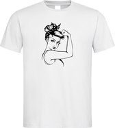 Wit T shirt met  " Girl Power " print size XL