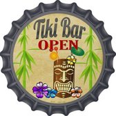 Tiki bar open wandbord - 30 cm rond plat met flessendop look