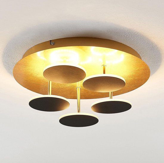 Lindby - LED plafondlamp- met dimmer - ijzer, kunststof - H: 16.6 cm - , goud