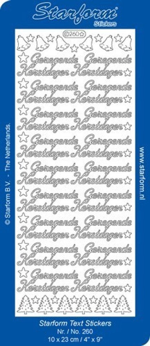 Starform Outline Sticker, Goud, 260 Gezegende kerstdagen