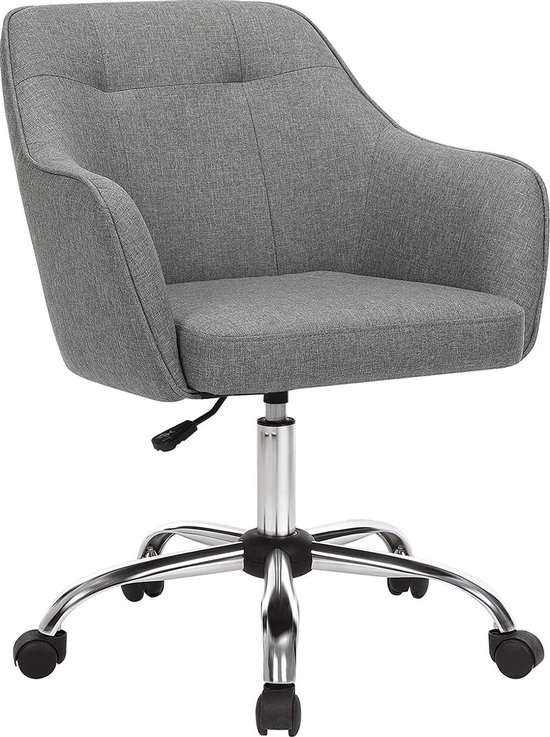 SONGMICS Chaise de bureau, chaise de bureau confortable, chaise d'ordinateur réglable en hauteur, charge jusqu'à 120 kg, structure en acier, imitation lin, respirant, bureau à domicile, bureau, gris OBG019G01