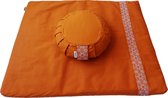 Set de méditation avec kussen zafu (Oranje) |Tapis de méditation Zabuton et coussin de méditation Zafu|produit de manière éthique à partir de coton 100% biologique (certifié GOTS) | A 2 couches | Disponible en 6 couleurs naturelles