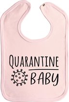 Slabbetjes - slabber - slab - baby - corona - Quarantine baby - drukknoop - stuks 1 - baby roze