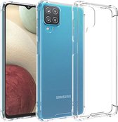 Samsung Galaxy A12 Hoesje Transparant Siliconen Case Cover - Samsung A12 Hoes Shockproof Met 2x Screenprotector