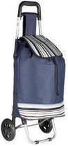 Boodschappentrolley blauwe strepen | 94x24x34cm | Shoppingtrolley | Opvouwbaar | Boodschappentas met wielen |