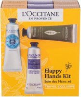 L`occitane Set Happy Hands Shea Dry Skin Hand Cream 2 X 30 Ml + Lavande Hand Cream 2 X 30 Ml + Verveire Cooling Hand Cream Gel 30 Ml