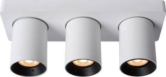 Lucide NIGEL Plafondspot - LED Dim to warm - GU10 - 3x5W 2200K/3000K - Wit