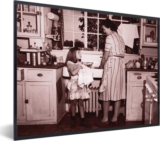 Fotolijst incl. Poster - Amerikaanse keuken in de jaren vijftig - 40x30 cm - Posterlijst