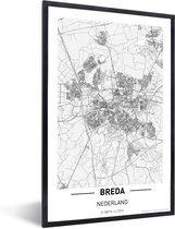 Fotolijst incl. Poster - Stadskaart Breda - 20x30 cm - Posterlijst - Plattegrond