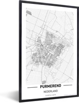 Photo encadrée - Plan de la ville Cadre photo Purmerend noir sans passe partout 60x90 cm - Affiche encadrée (Décoration murale salon / chambre)