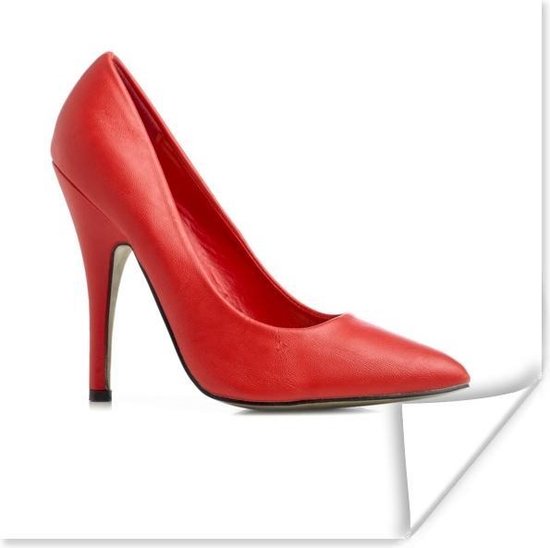 Poster - Elegante rode schoen met hak - 100x100 cm XXL / | bol.com