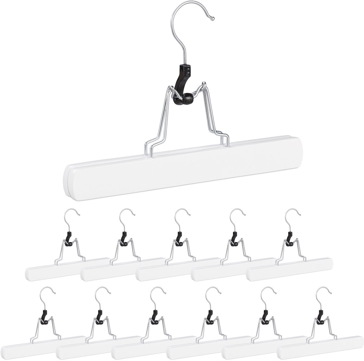 broekhangers hout - set van 12 - antislip - kledinghanger broeken - wit