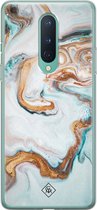 OnePlus 8 hoesje siliconen - Marmer blauw goud | OnePlus 8 case | blauw | TPU backcover transparant