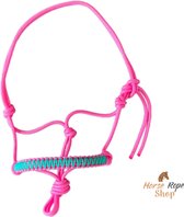 Touwhalster ‘Zigzag’ roze-mintgroen maat Mini-shet | roze, neon roze, speciaal neusstuk, groen, mint, touwproducten