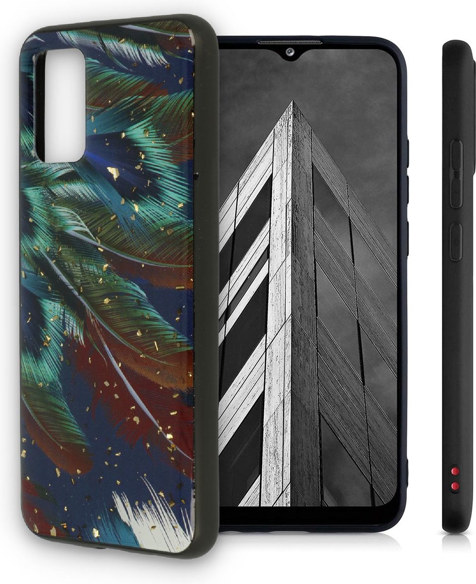 HB Hoesje Geschikt voor Samsung Galaxy A72 - Veren Print - Siliconen Back Cover