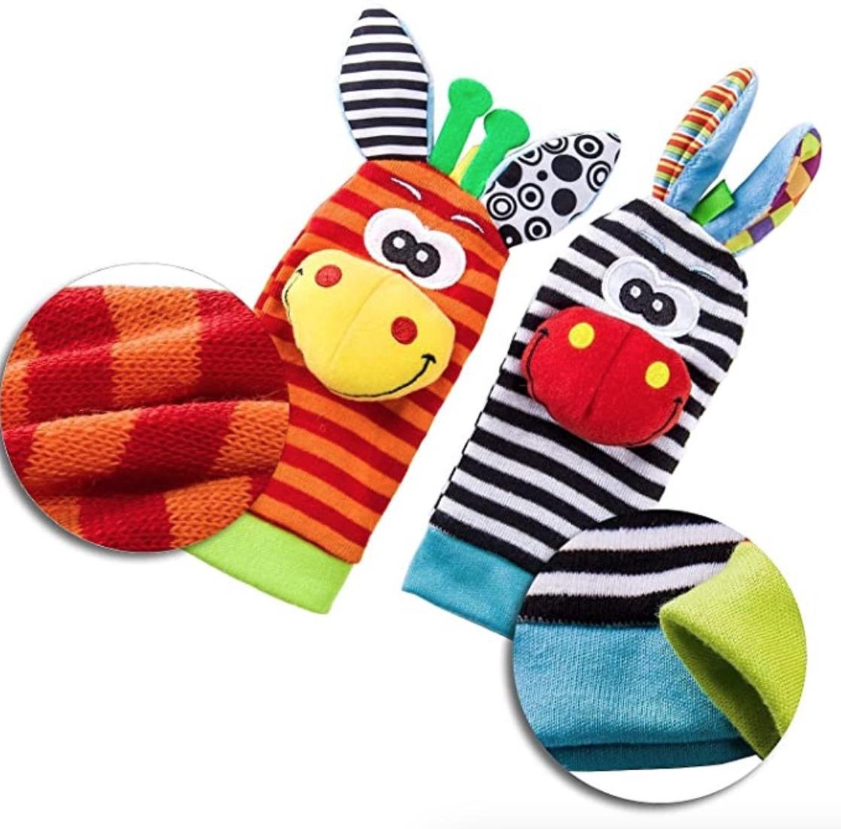 Jumalu Baby rammelaar set | Baby rammelaar sokken en rammelaar armbanden|4-delig rammelaar set | voor de allerkleinste |Pols- en Voetrammelaar set| 0 t/m 24 maanden — afbeelding 2