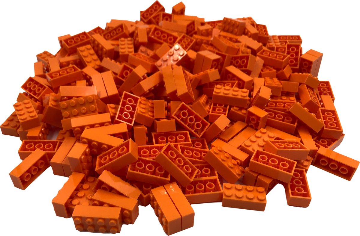 100 Bouwstenen 2x4 | Oranje | compatibel met Lego | SmallBricks