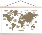Carte du monde couleur marron sans contours poster textielposter 120x80 cm