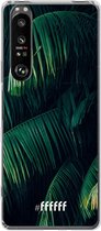 6F hoesje - geschikt voor Sony Xperia 1 III -  Transparant TPU Case - Palm Leaves Dark #ffffff