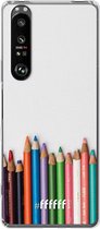 6F hoesje - geschikt voor Sony Xperia 1 III -  Transparant TPU Case - Pencils #ffffff