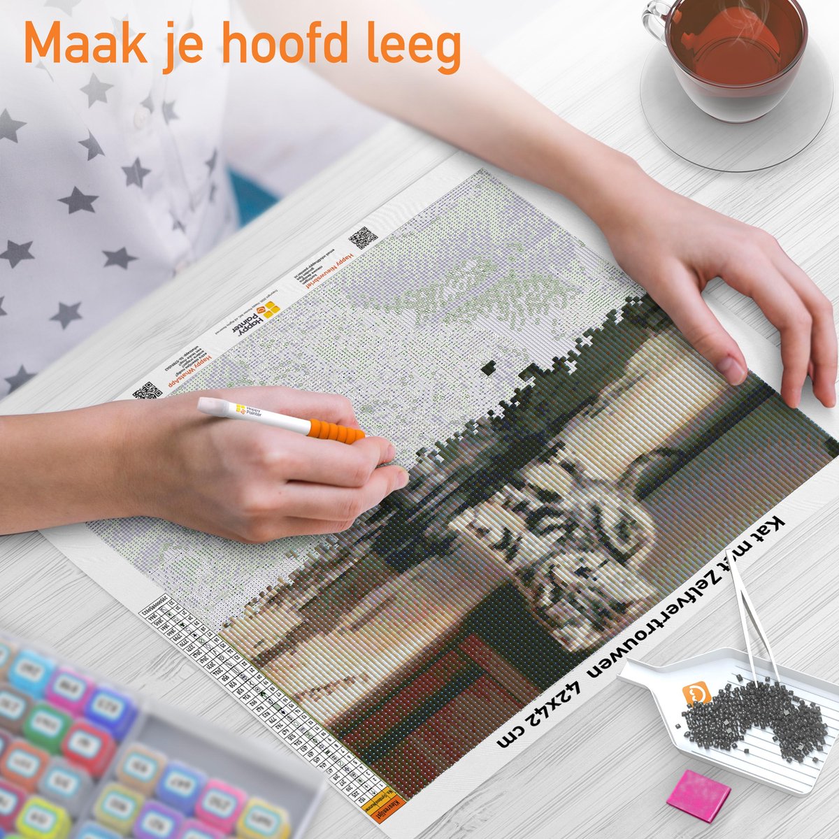 Happy Painter Diamond Painting Volwassenen - Kasteelboeket - 30x50 cm - Diamond Painting Pakket Volledig — afbeelding 4