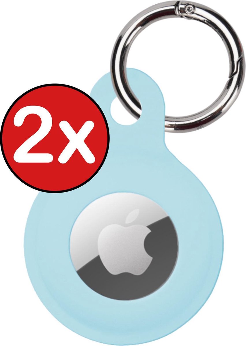 Hoesje Geschikt voor Apple AirTag Sleutelhanger Hoesje Siliconen Hanger - Hoesje Geschikt voor Apple AirTag Hanger Sleutelhanger Hoesje - Lichtblauw - 2 PACK