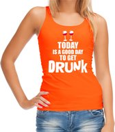 Oranje fan wijn tanktop voor dames - today is a good day to get drunk - Koningsdag - mouwloos t-shirt - EK/ WK kleding XL