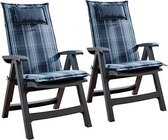 blumfeldt Donau tuinkussen - Set van 2 stoelkussen - hoge rugleuning - UV bestendig - 50 x 120 x 6 cm - Polyester - Blauw