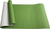 Yogamat - Fitnessmat - TPE - Eco Friendly - Non Slip - 183 x 61 x 0.6 cm - Dual Color [Groen & Grijs]