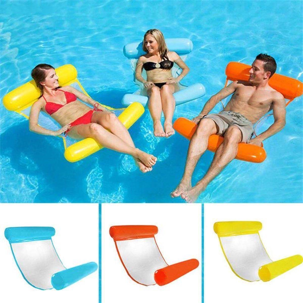 Waterhangmat - Opblaasbaar lounge luchtbed – hoofdsteun - Zwembad luchtbed - Water hangmat - hangmat - zwemmen - waterspeelgoed - zwembad spelletjes - blauw