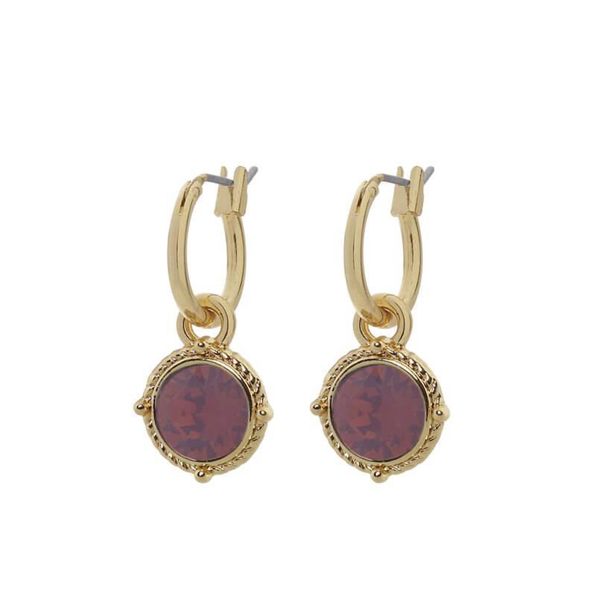 Biba Hang Oorbellen Goud met Swarovski Steentje Cyclamen Opal