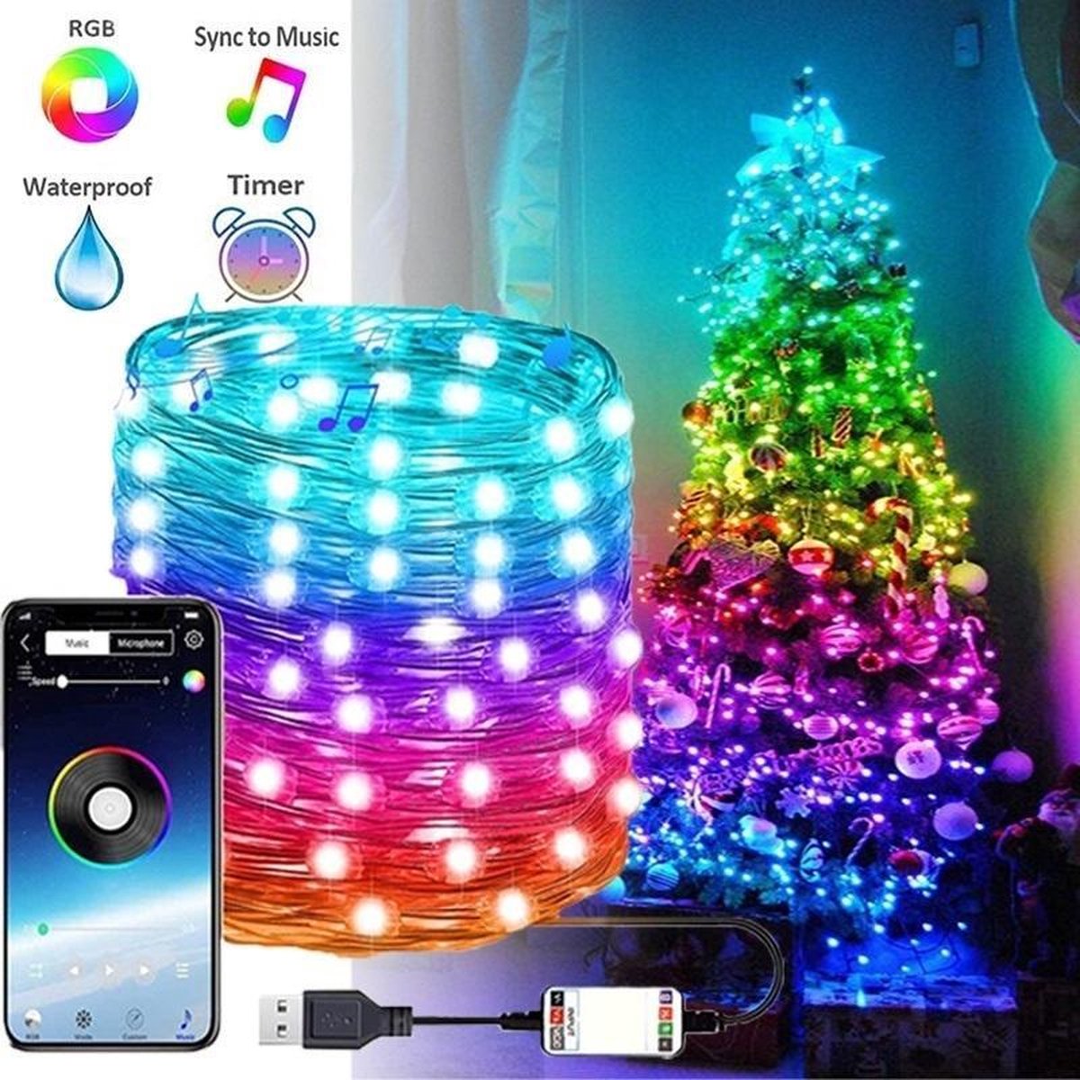 Sapin de Noel Lumineux 60 cm - Etoiles Lumiere RGB 20 led