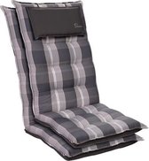 blumfeldt Sylt Tuinkussen - Set van 2 stoelkussen - zitkussen - hoge rugleuning hoofdkussen - 50 x 120 x 9 cm - UV bestendig polyester - Grijs / Wit