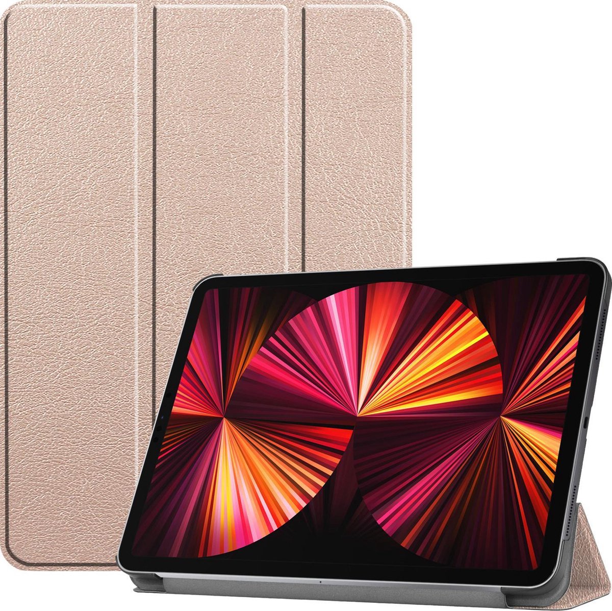 Hoesje Geschikt voor Apple iPad Pro (2021) - 11 inch - 3e generatie - Dun & Stevig - Trifold Bookcase - Hard Cover - Hardcover Book Case - Tablet Hoes - Goud