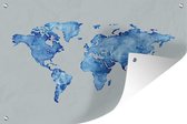 Mappemonde aquarelle bleu sur fond bleu clair 120x80 cm