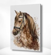 Painting Expert® Schilderen op nummer Volwassenen - Schilderen op nummer Kinderen - Bruin Paard - 40x50cm - Exclusief Lijst (24 kleurtjes)