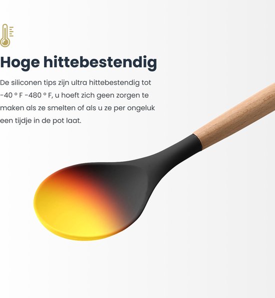 Hittebestendige Siliconen Rijstlepel met Ergonomisch Houten Handvat Hittebestendige Siliconen Rijstlepel met Ergonomisch Houten Handvat