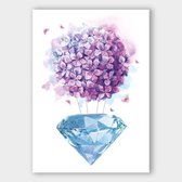 Poster Flower Diamond Violet - Dibond - Meerdere Afmetingen & Prijzen | Wanddecoratie - Interieur - Art - Wonen - Schilderij - Kunst