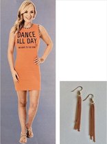 Oranje jurk dames | Maat XL | Oranjejurkje | Met gratis oorbellen | EK voetbal