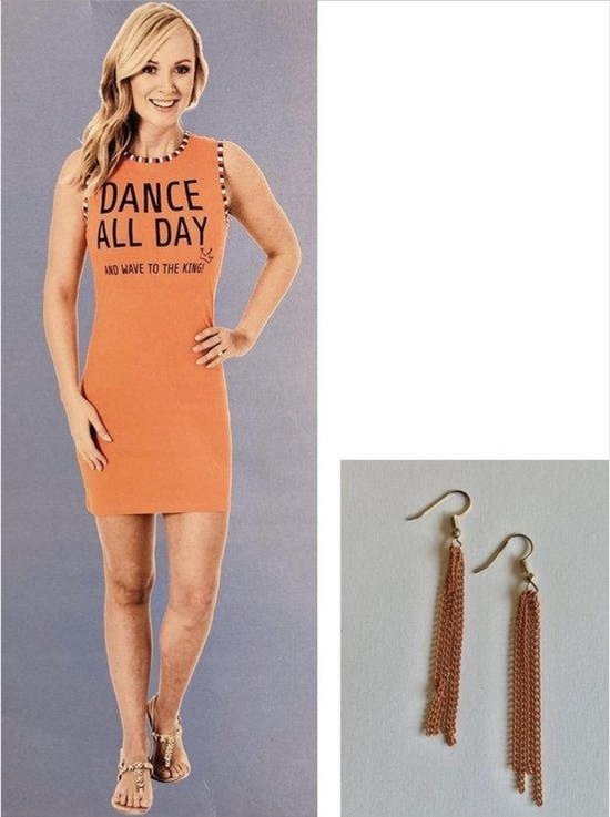 Oranje jurk dames | Maat XL | Oranjejurkje | Met gratis oorbellen | EK  voetbal | bol.com