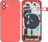 Batterij-achterklep (met zijtoetsen & luidspreker & motor & cameralens & kaarthouder & aan / uit-knop + volumeknop + oplaadpoort & draadloze oplaadmodule) voor iPhone 12 (rood)