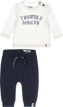 Dirkje Bio Basic SET(2delig) Broek blauw, Shirt offwhite - Maat 56