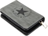 Compacte dames portemonnee | Kleine portefeuille | Mini wallet | Ritsportemonnee |K600 Donker Groen met Zwarte ster