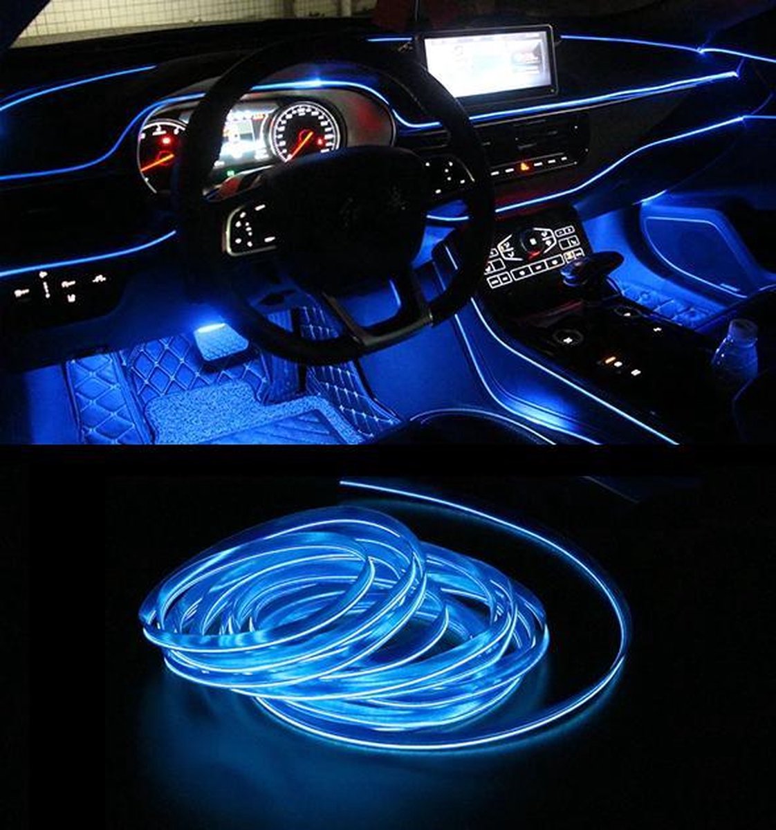Bande lumineuse LED automatique pour intérieur de voiture, guirxiété El  Wire, ULde lumière néon, ligne de tube, lampe d'ambiance flexible,  accessoire