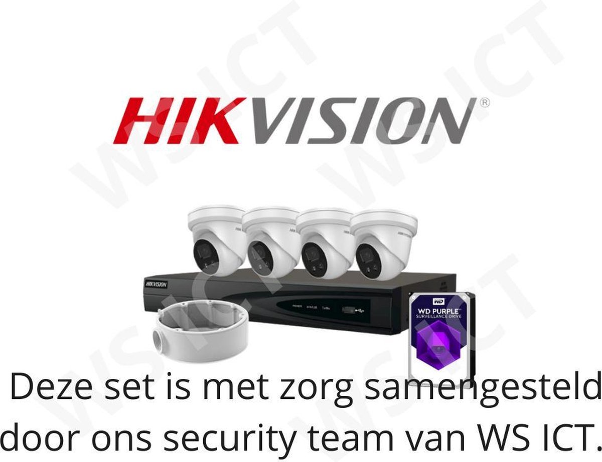 HikVision Gold Label 2.0 Kit - 4 camera's - 4 Poorts NVR - WD Purple 2TB - 4 Montagebeugels