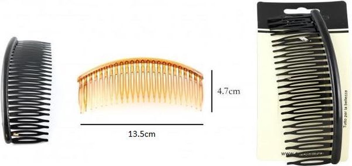 XL Insteekkammen - Zijkammen - Zwart - 13.5 cm - Set 2 Stuks (502)