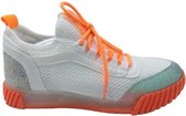 Ewoll Sneaker wit - oranje Vrouwen Lage witte sneaker met glitters Dames - Maat 38
