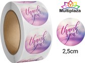 Stickers rond - Multiplaza - "THANK YOU" - 50 stuks - Etiketten - roze - bedankt - promoten bedrijf - hobby - bedrijf - webshop - bestellingen - brief - pakket